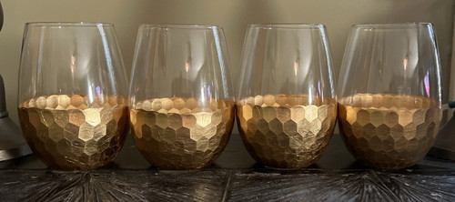 Fitz and Floyd Daphne Stemless Wine Glasses 5” 20oz Set of 4