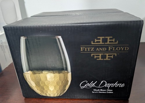 Fitz and Floyd Daphne Stemless Wine Glasses 5” 20oz Set of 4 - photo 3