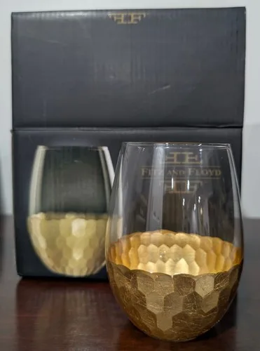 Fitz and Floyd Daphne Stemless Wine Glasses 5” 20oz Set of 4 - photo 5
