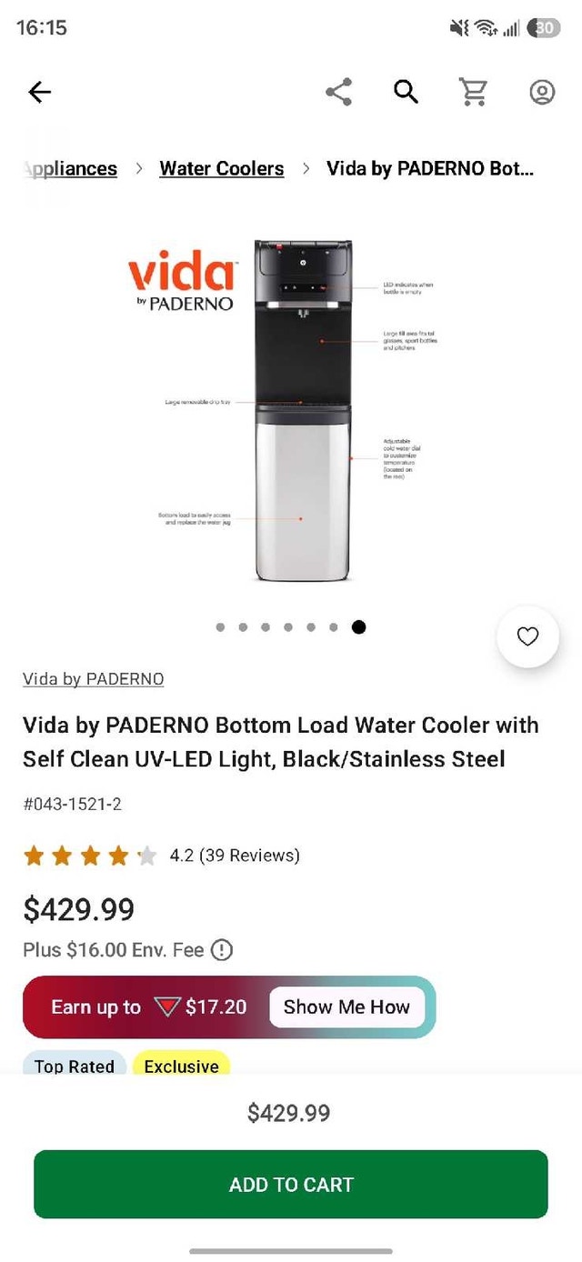 Vida by PADERNO Bottom Load Water Cooler - photo 2