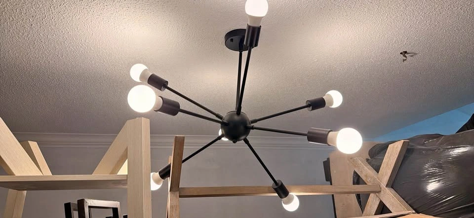 10-Light Black Sputnik Chandelier – Modern Starburst Ceiling Lig