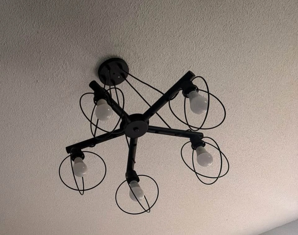 5-Light Black Industrial Cage Chandelier – Modern Pendant Light - photo 3