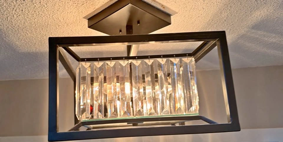 Modern Black Geometric Glass Ceiling Light – Semi Flush Mount