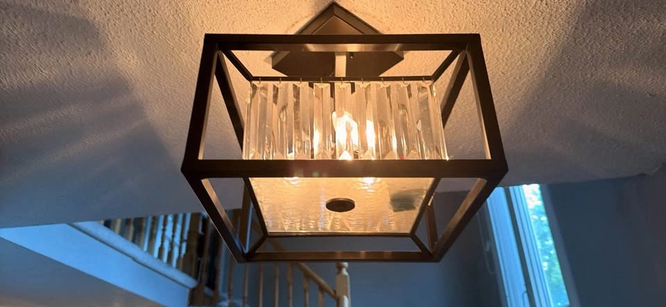 Modern Black Geometric Glass Ceiling Light – Semi Flush Mount - photo 2