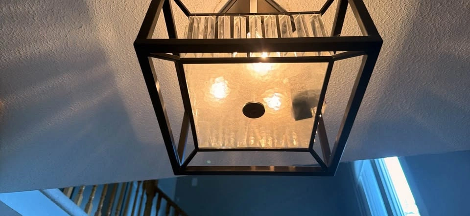 Modern Black Geometric Glass Ceiling Light – Semi Flush Mount - photo 3