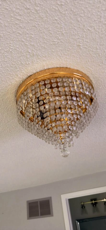 Gold Crystal Beaded Flush Mount Ceiling Light - photo 3