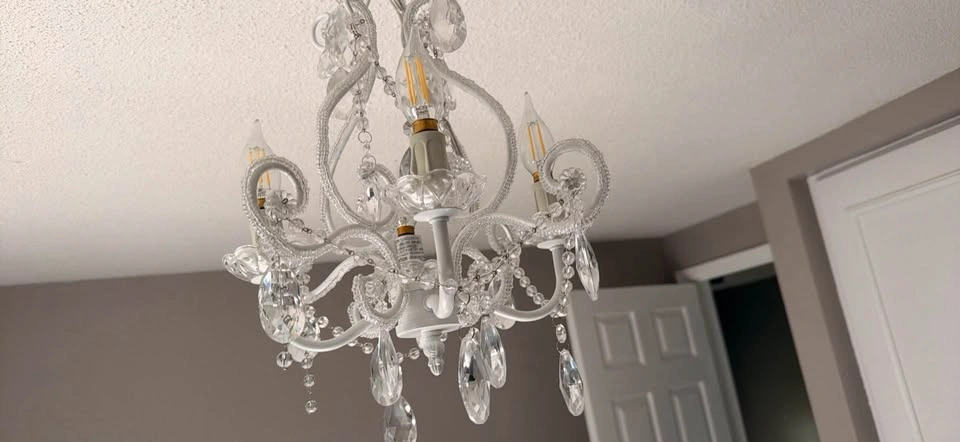 5-Light White Crystal Chandelier – Elegant / Glam Lighting Fixtu - photo 4