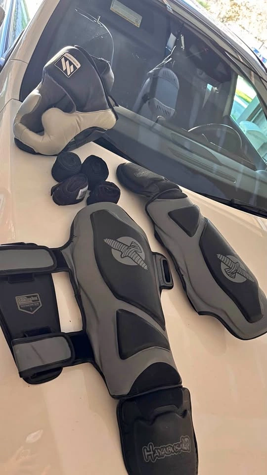 Hayabusa Shin Guards and Warriors Headguard Sparring Set