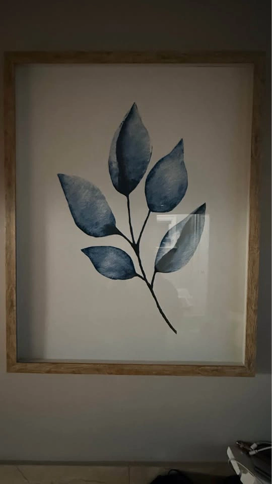 Blue Watercolor Leaf Framed Wall Art - photo 2