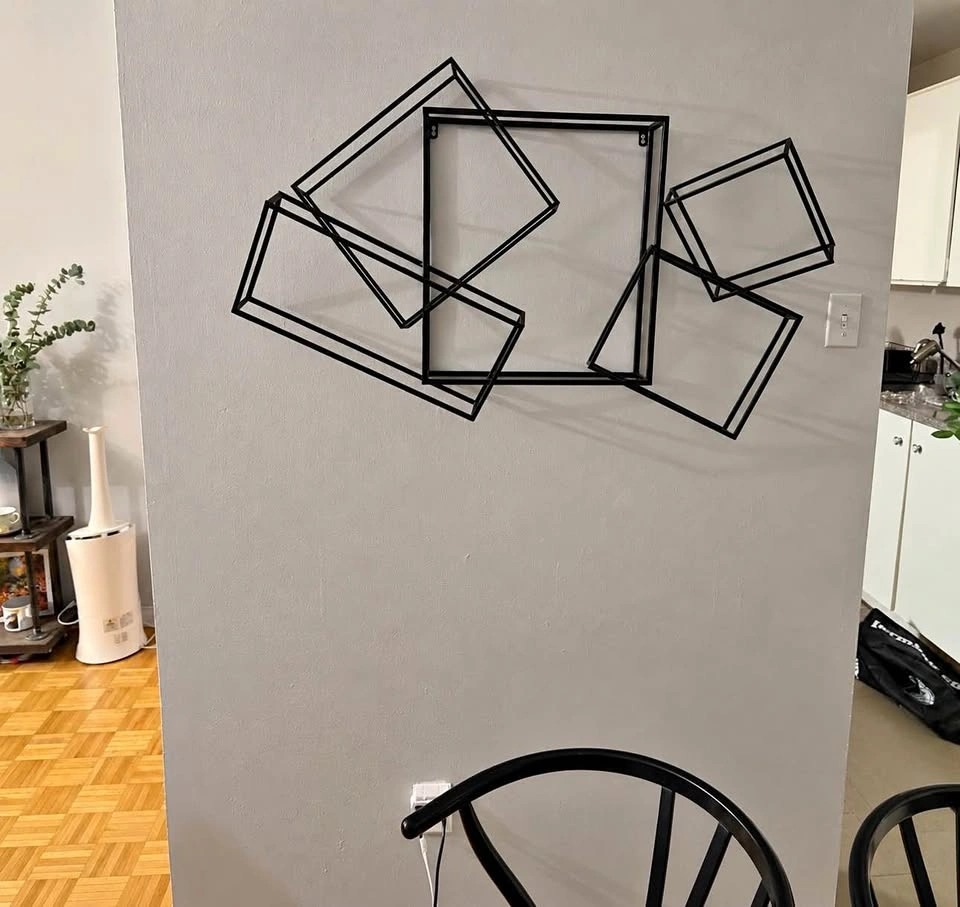 Large 3D Geometric Black Metal Wall Sculpture/Art
