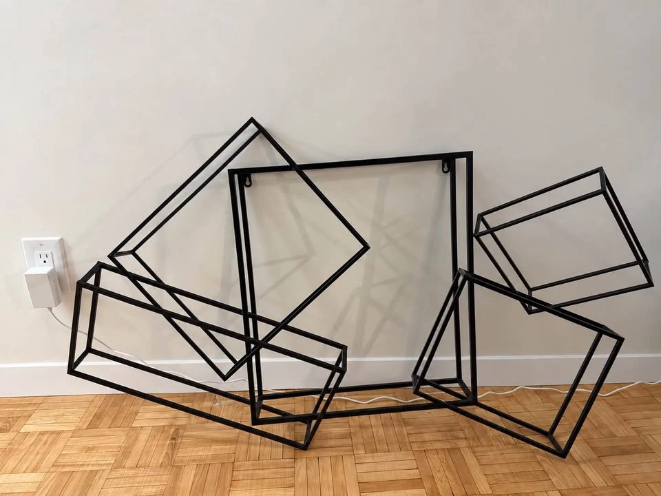 Large 3D Geometric Black Metal Wall Sculpture/Art - photo 2