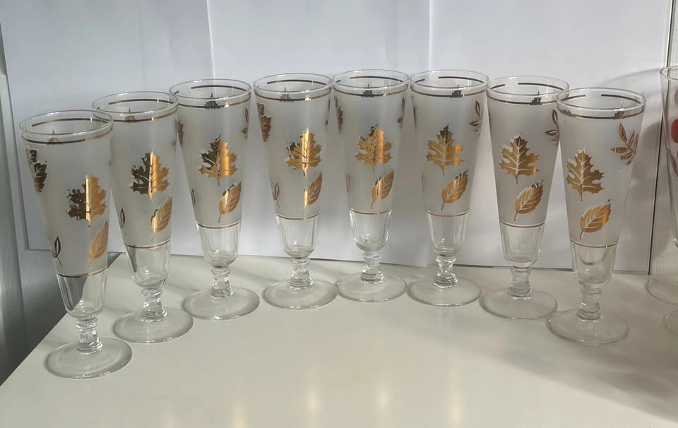 MCM 50's Vintage Barware: 8 Frosted Glasses with Caddy - photo 4
