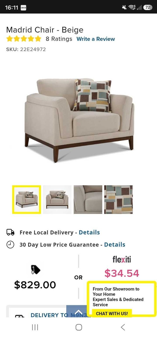 Madrid Armchair, Beige, Brand New - photo 4