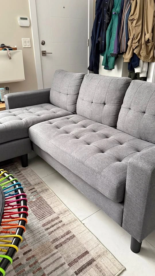 Modular Grey Sectional with Ottoman