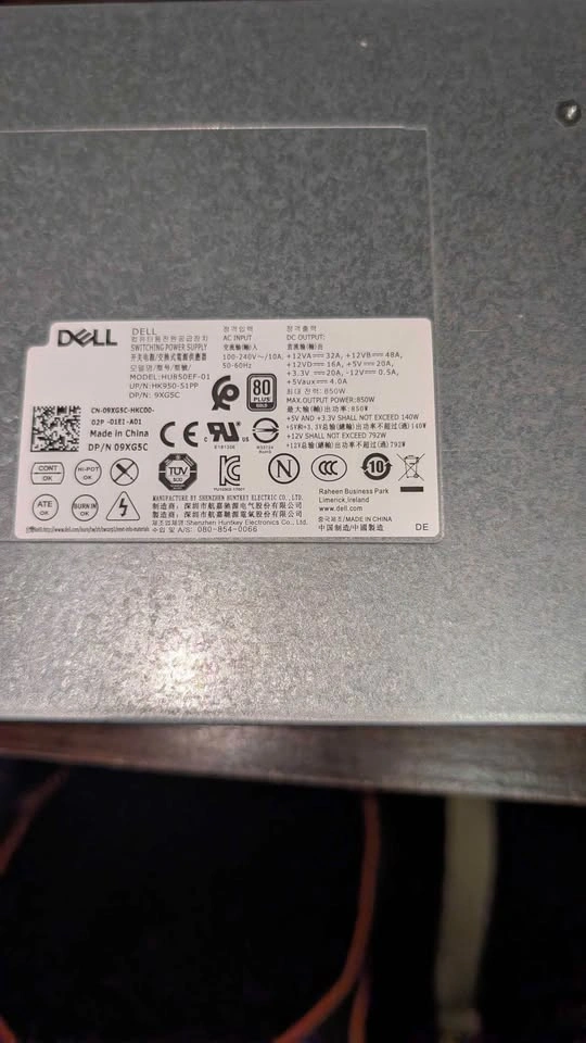 Dell Alienware Aurora R5 R6 R7 850W Power Supply PSU - HU850EF-0 - photo 2