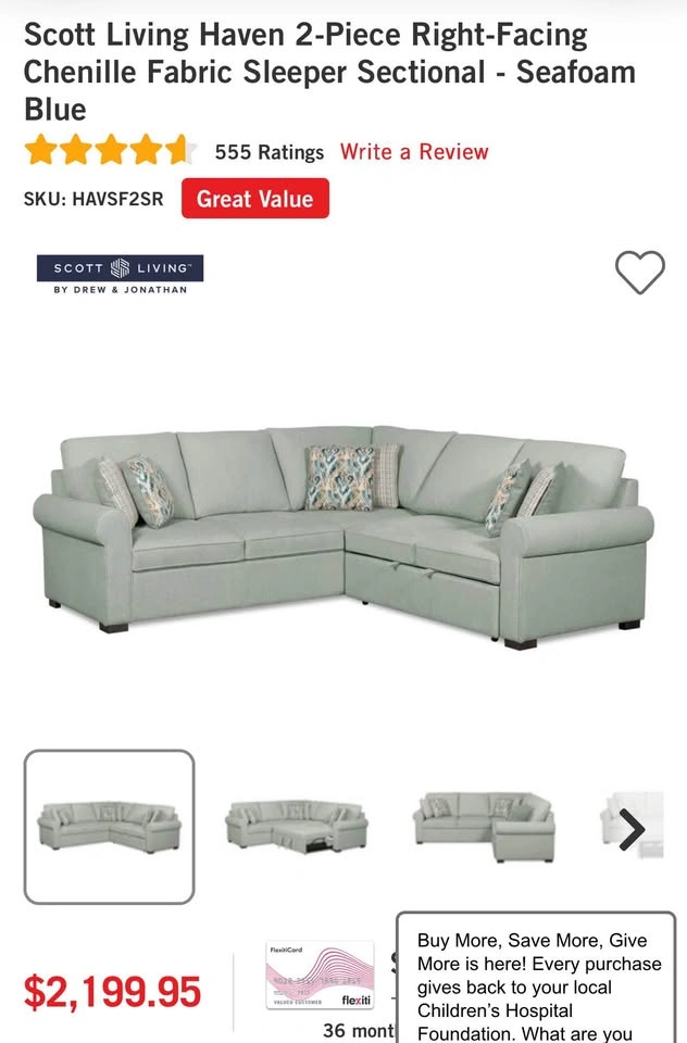 Scott Living Haven 2-Piece Sleeper Sectional Sofa Bed - photo 2