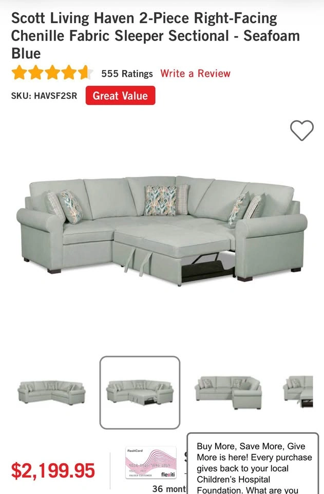 Scott Living Haven 2-Piece Sleeper Sectional Sofa Bed - photo 3
