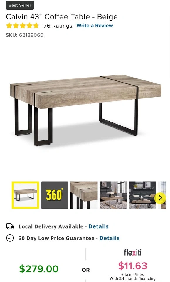 Moving Sale – Leon’s Calvin 43” Coffee Table – Excellent Conditi - photo 2