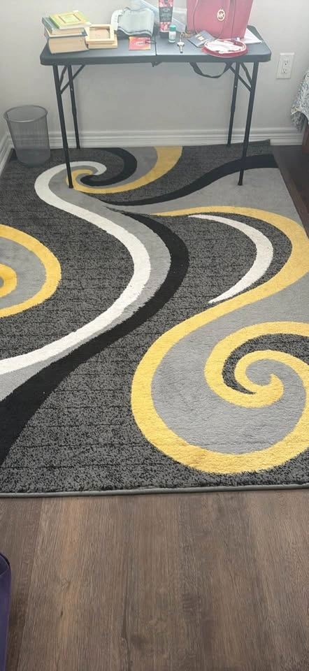 Moving Sale – Large Modern Abstract Area Rug – Grey/Black/Yellow - photo 3