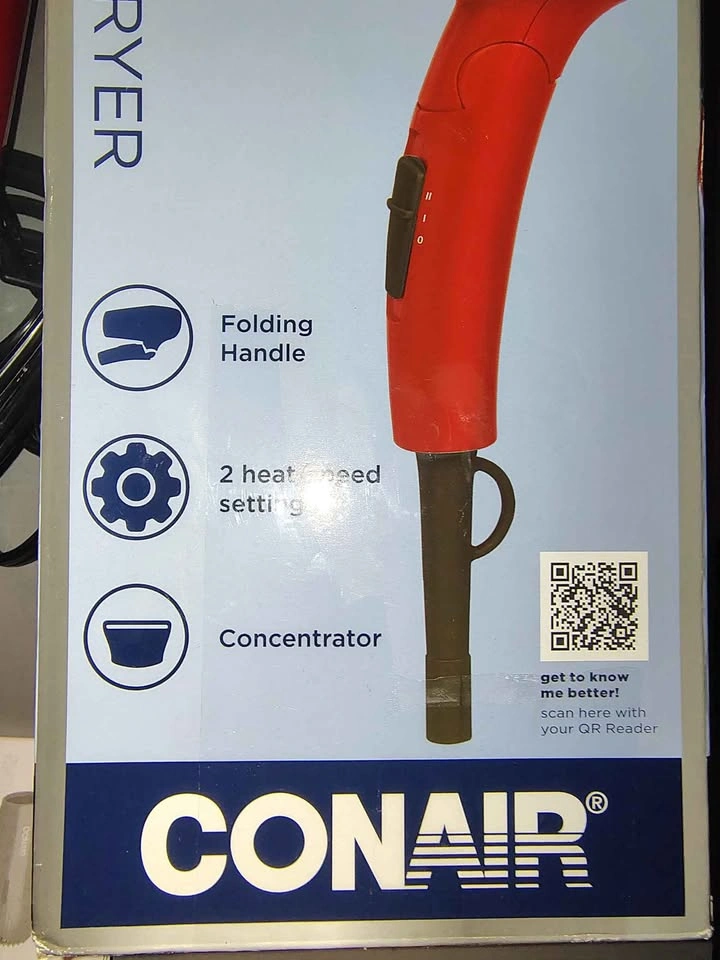 Conair Compact Foldable Travel Hair Dryer (1600W, Red) - photo 2