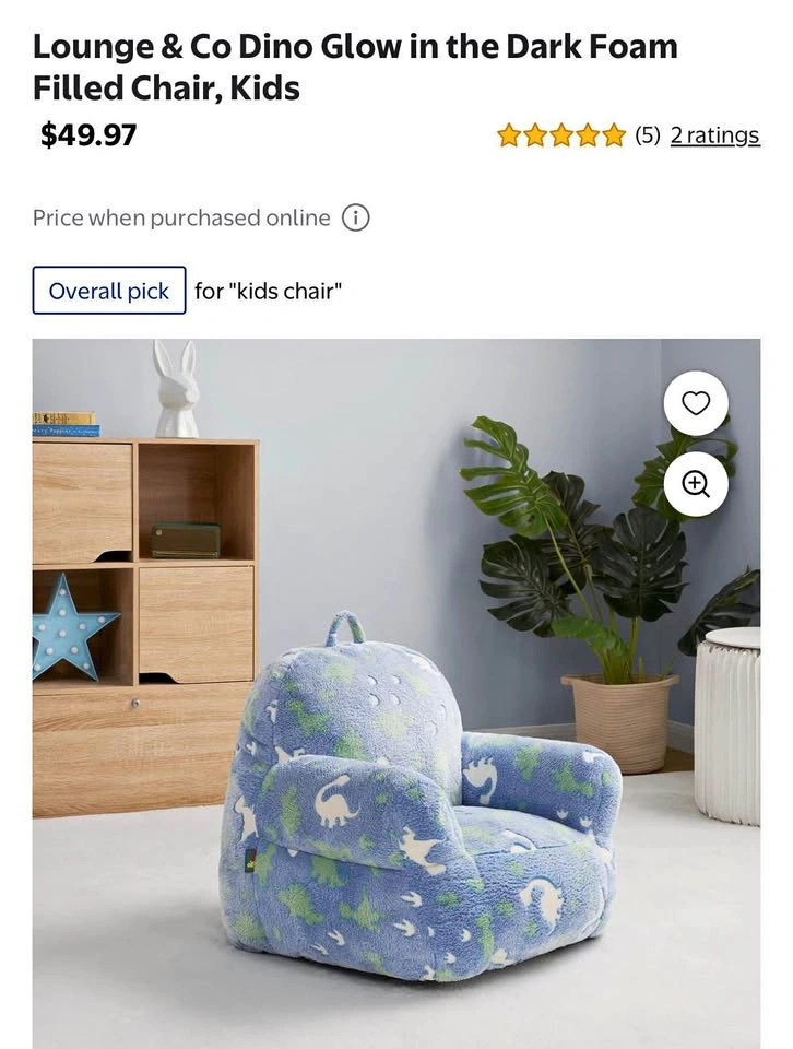 Brand New Lounge & Co Dino Glow in the Dark Foam Chair
