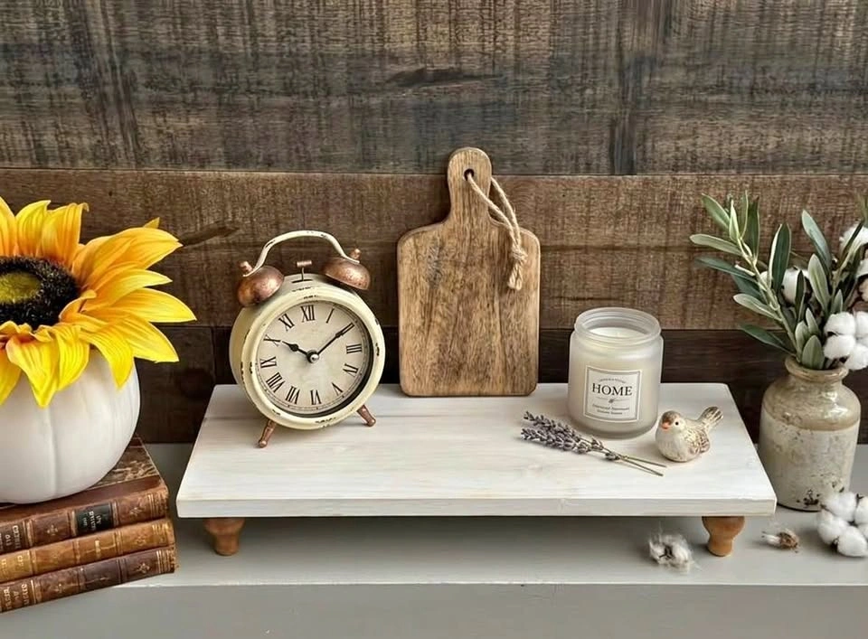 Whitewashed Farmhouse Wooden Riser