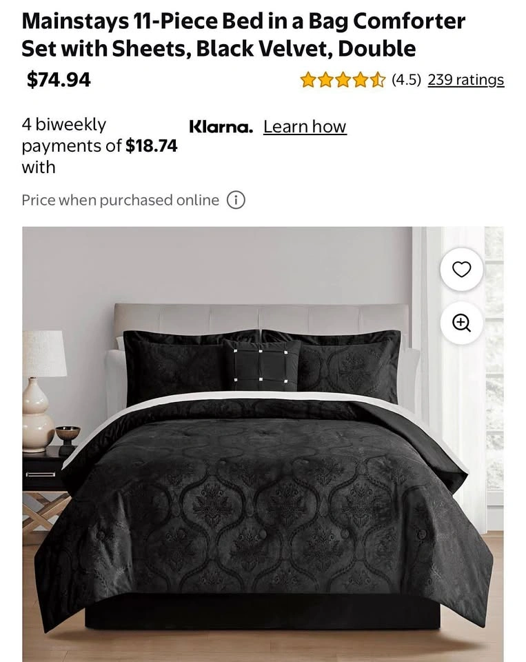 Brand New Mainstays 11pc Bed in a Bag Set, Double Size