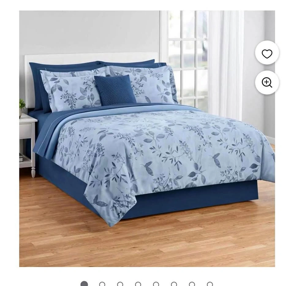 Brand New Mainstays Blue Floral 11pc Double Bed-in-a-Bag Set