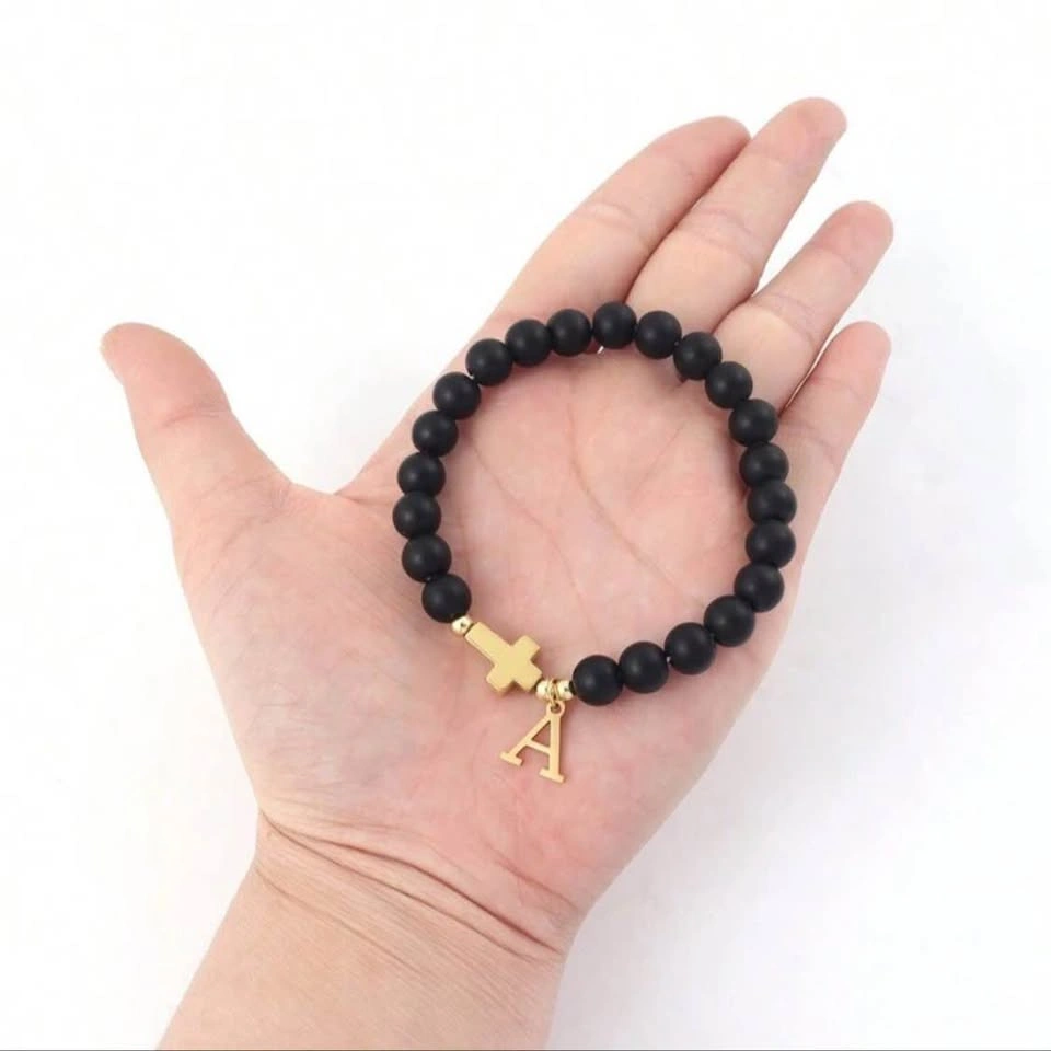✨ Matte Black Faith + Initial Charm Bracelet — $25 - photo 2