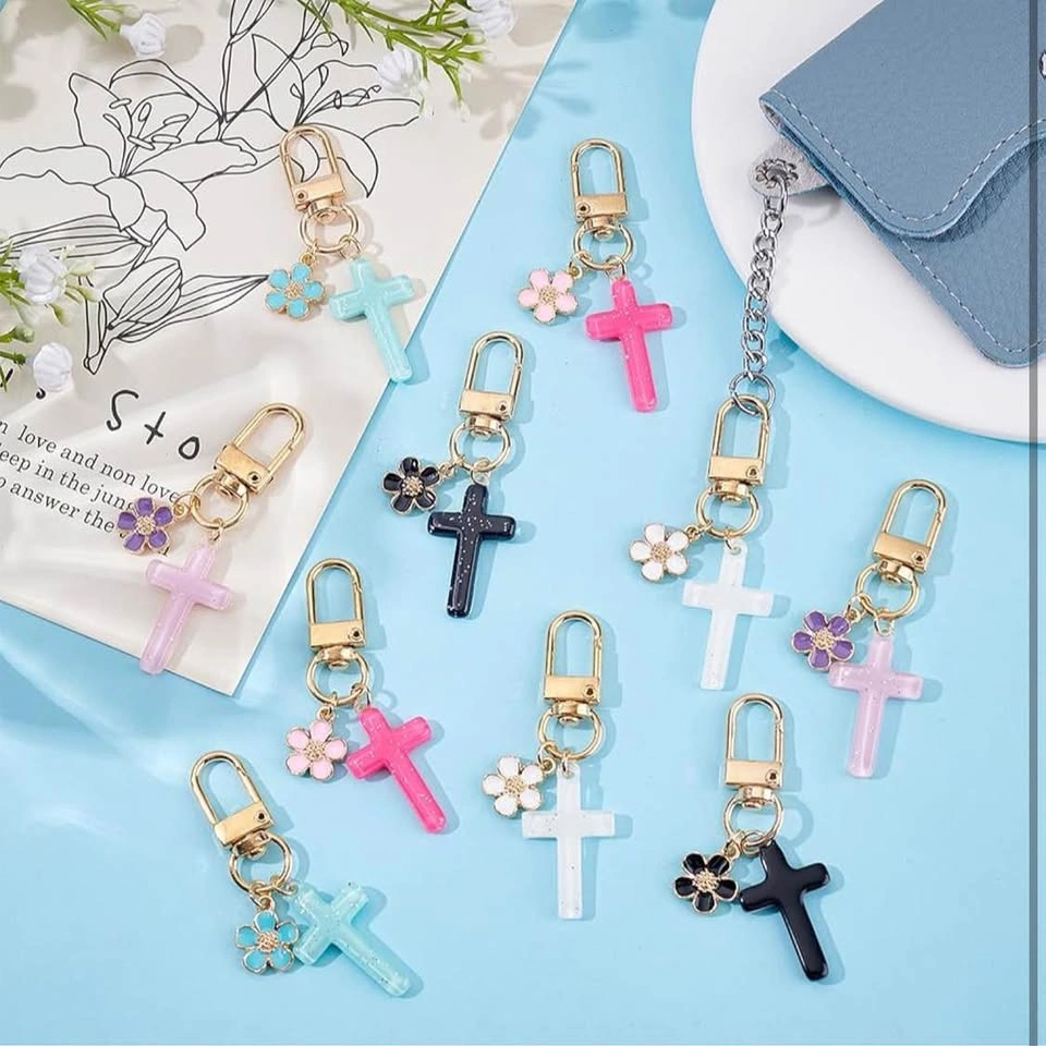 ✨ Glitter Cross & Flower Keychain – $5 Each - photo 2