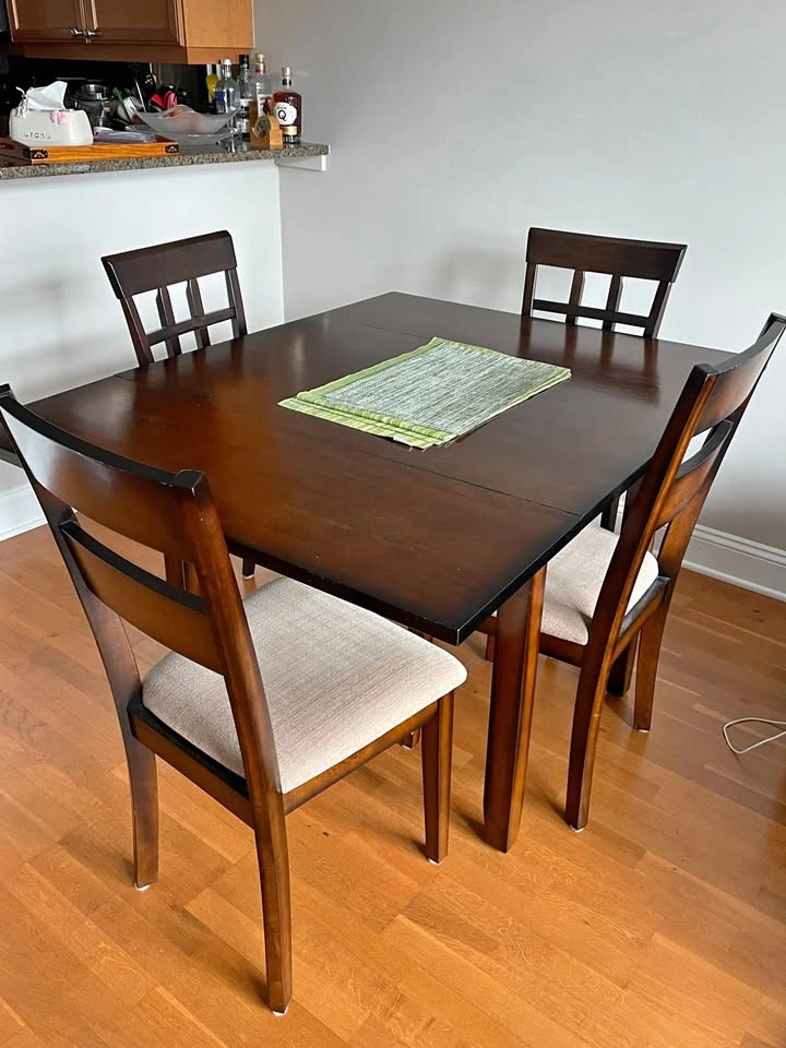 Space-Saving Dining Table + 2 Chairs – Dark Wood