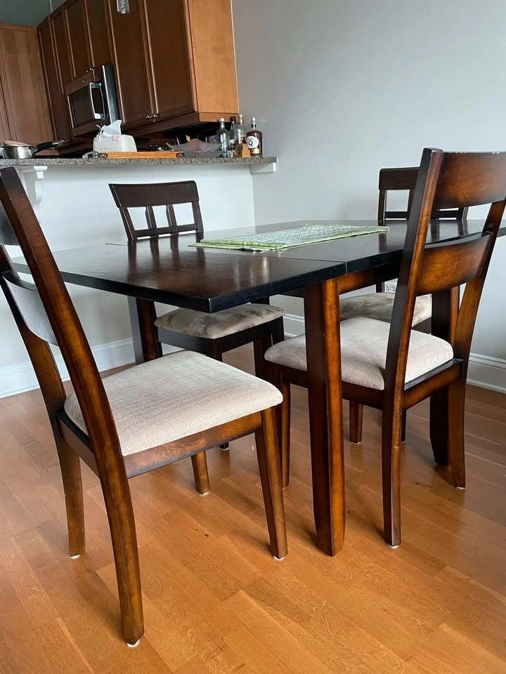 Space-Saving Dining Table + 2 Chairs – Dark Wood - photo 2