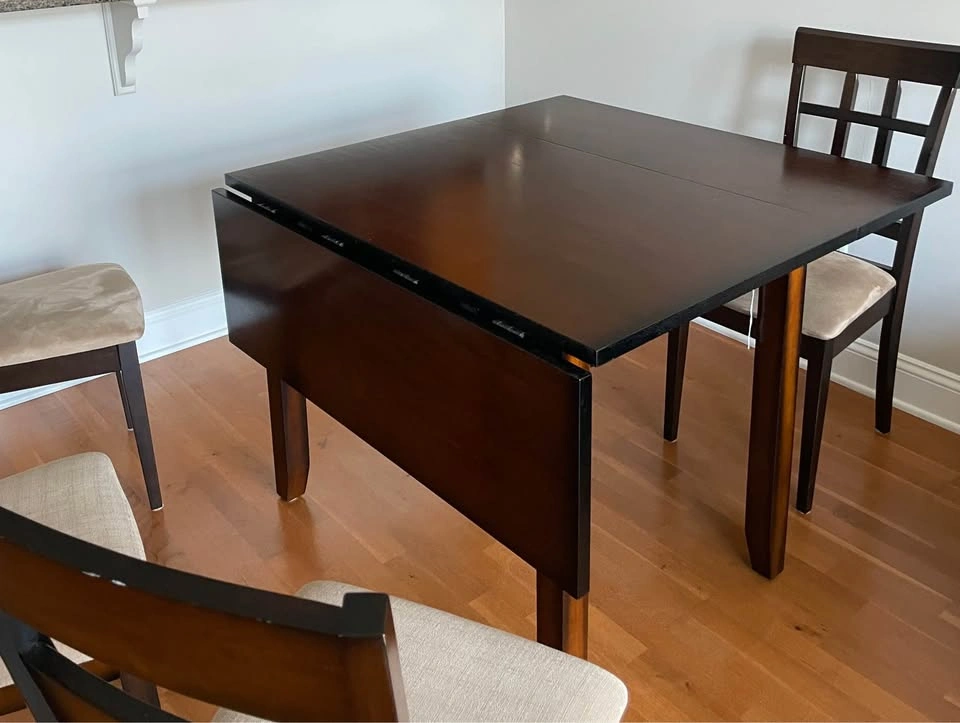 Space-Saving Dining Table + 2 Chairs – Dark Wood - photo 4