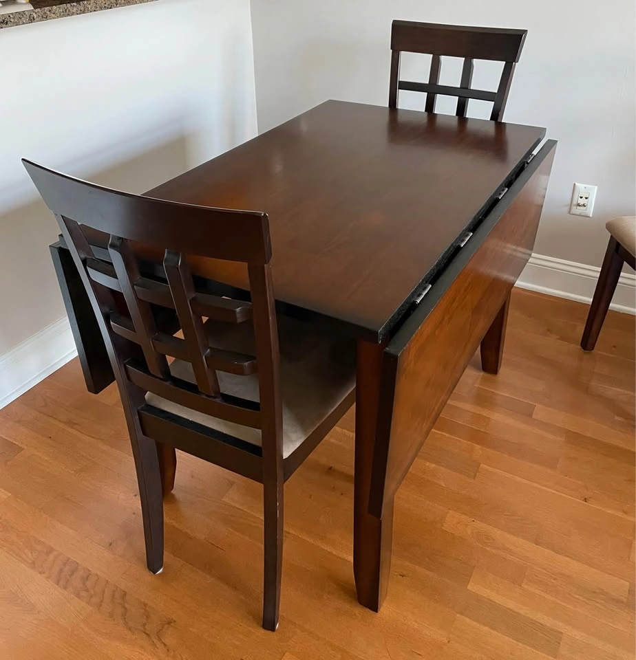 Space-Saving Dining Table + 2 Chairs – Dark Wood - photo 5
