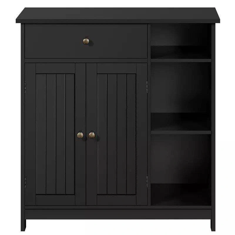 Floor Storage Cabinet with Adjustable Shelves Black - photo 2