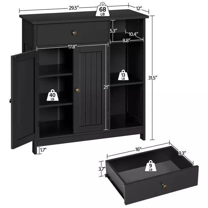 Floor Storage Cabinet with Adjustable Shelves Black - photo 3