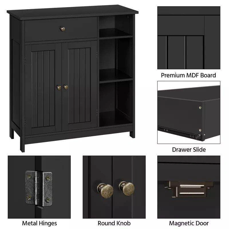 Floor Storage Cabinet with Adjustable Shelves Black - photo 5