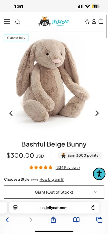 Large Jellycat Bashful Giant Beige Bunny Plush - photo 5