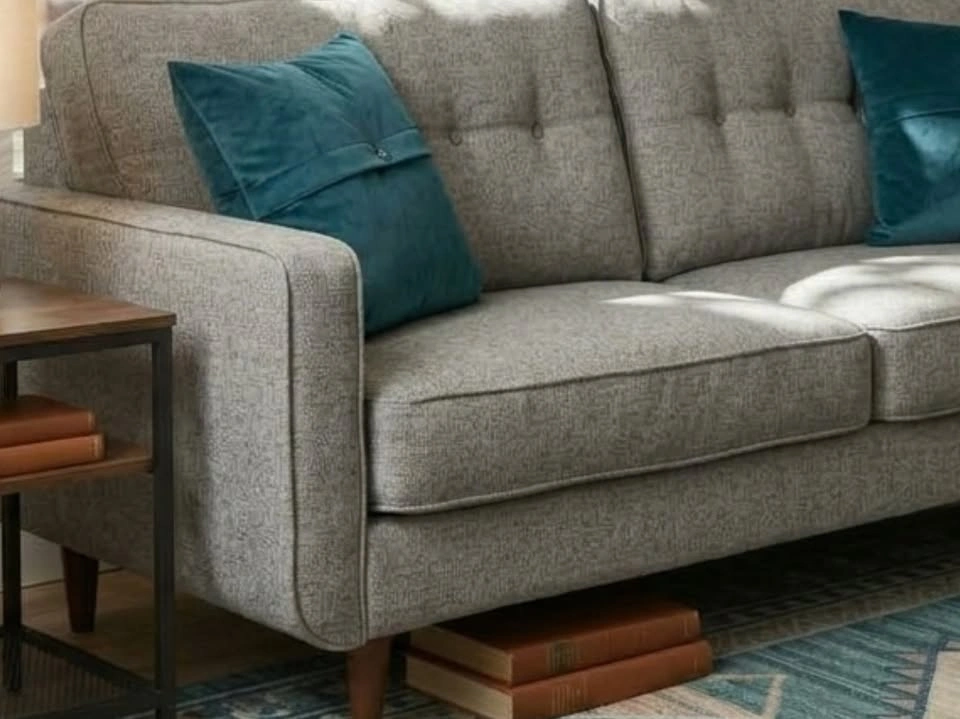Mid-Century Modern Grey Comfy Deep Couch - photo 2