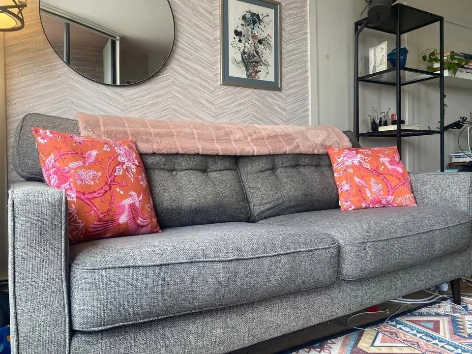 Mid-Century Modern Grey Comfy Deep Couch - photo 3