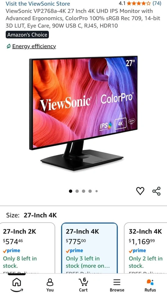 View Sonic 27 Inch 4K UHD Monitor