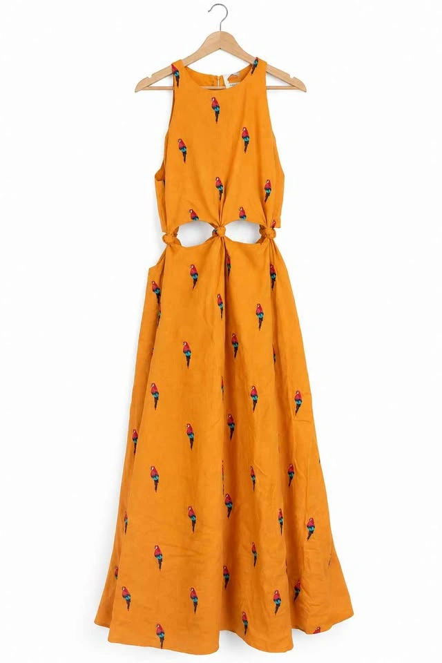 NWT FARM Rio x Anthropologie Parrot Embroidered Linen Maxi Dress - photo 2
