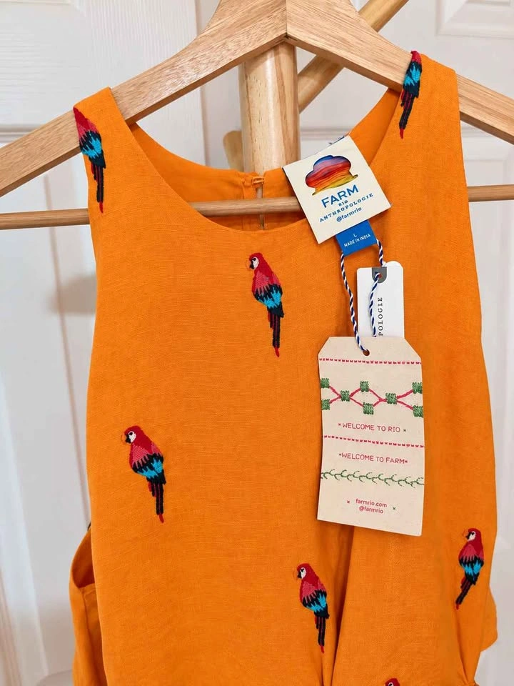 NWT FARM Rio x Anthropologie Parrot Embroidered Linen Maxi Dress - photo 3