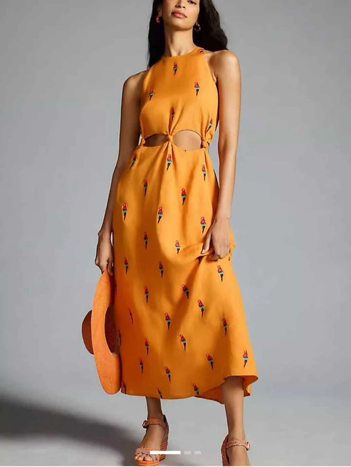 NWT FARM Rio x Anthropologie Parrot Embroidered Linen Maxi Dress - photo 4