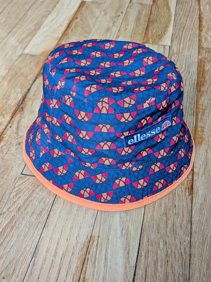 Ellesse Reversible Bucket Hat Navy Black Orange Geometric