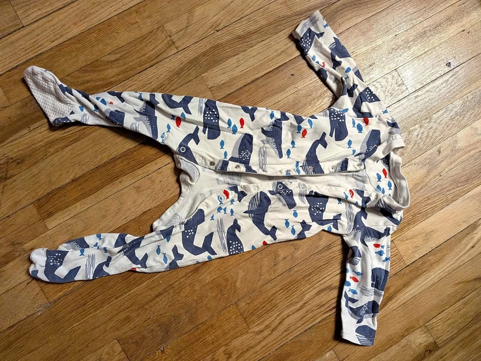 M&S Baby Whale Fish Footed Sleepsuit Pajama 18-24 Months