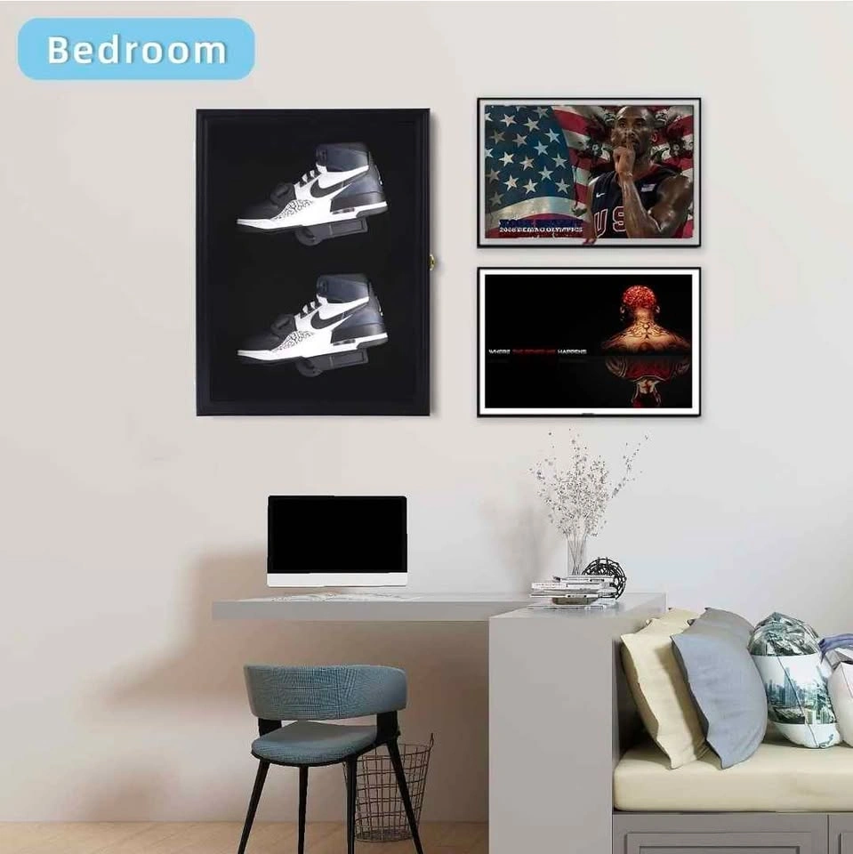 Wooden Shoe Display Case Wall Mount Acrylic Clear Door - photo 2
