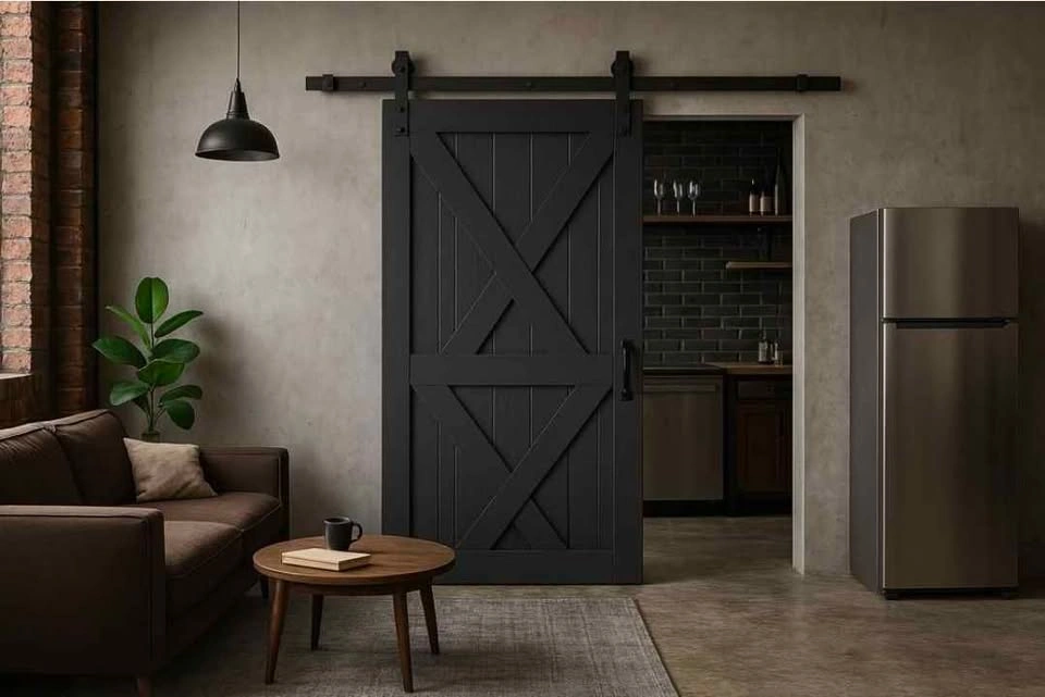 6FT Black Barn Door Hardware Kit - ZEXVIDA Sliding Track - photo 2