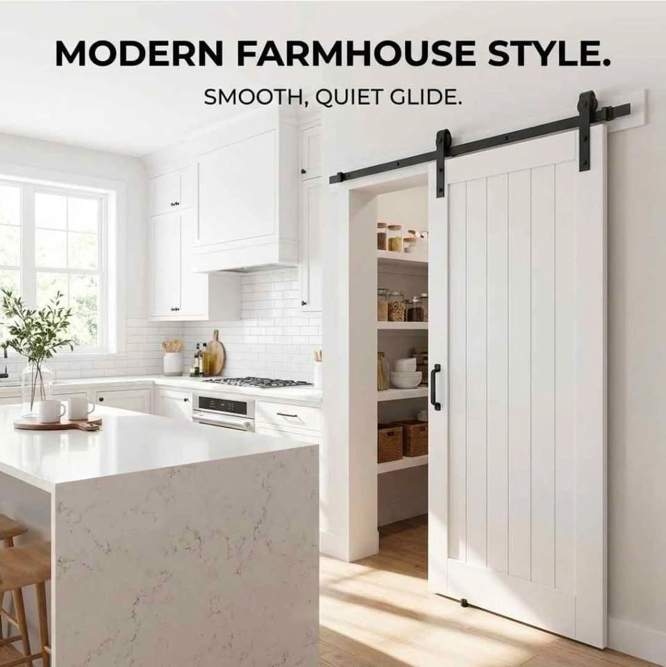 6FT Black Barn Door Hardware Kit - ZEXVIDA Sliding Track - photo 5