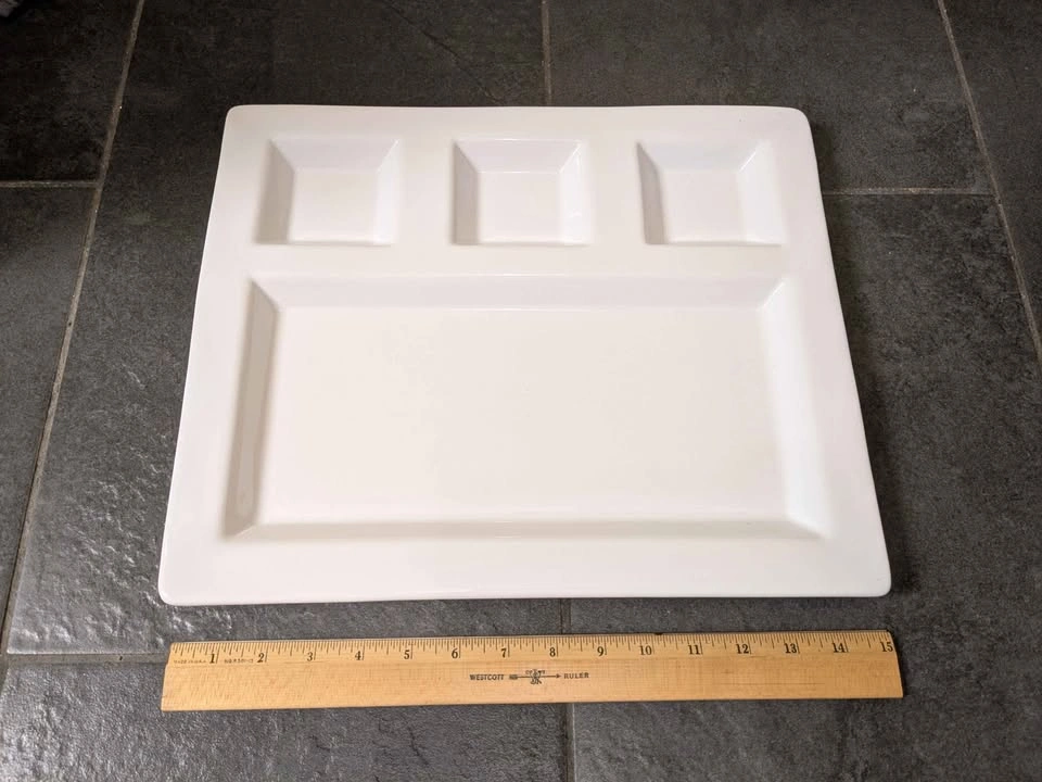 Crate and Barrel White Porcelain 4-Section Serving Tray Set - photo 2